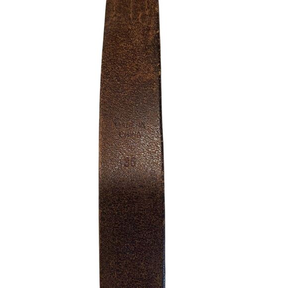 POLO RALPH LAUREN Brown Leather Dress Belt Classic Basic Silver Buckle Men's 36 - Picture 7 of 7